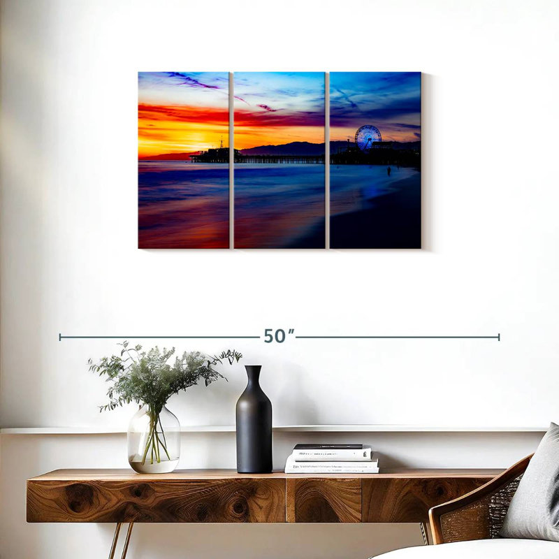 Gillard, Santa Monica, jetée, ciel, coucher de soleil, H 20 po x l 33 po