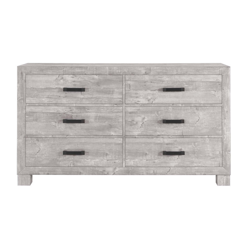 Commode horizontale en bois manufacturé avec 6 tiroirs