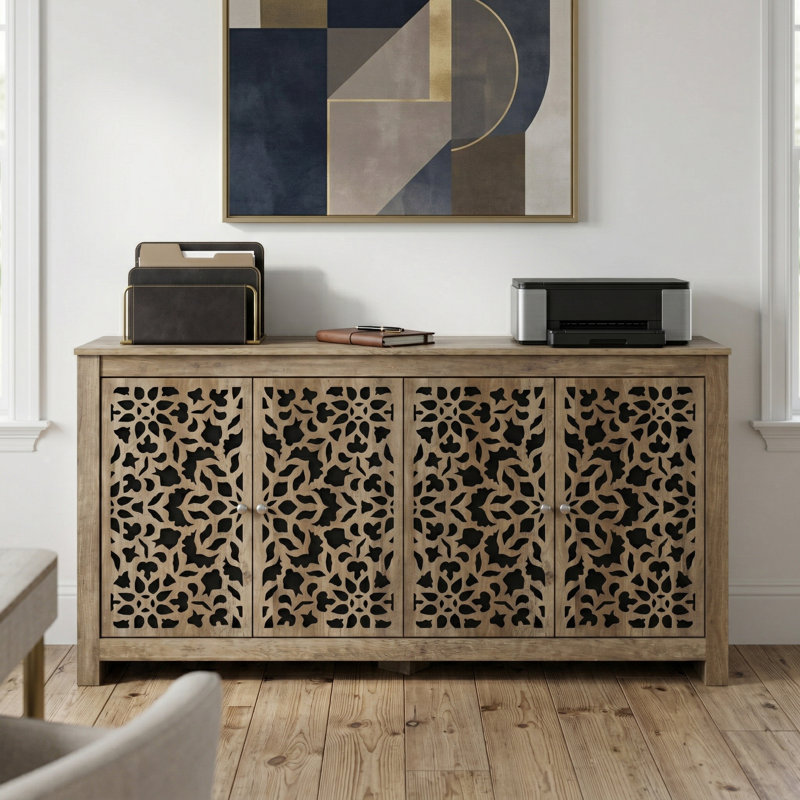 Culbreath Arrastia 4 Door Wide Sideboard, Knotty Oak