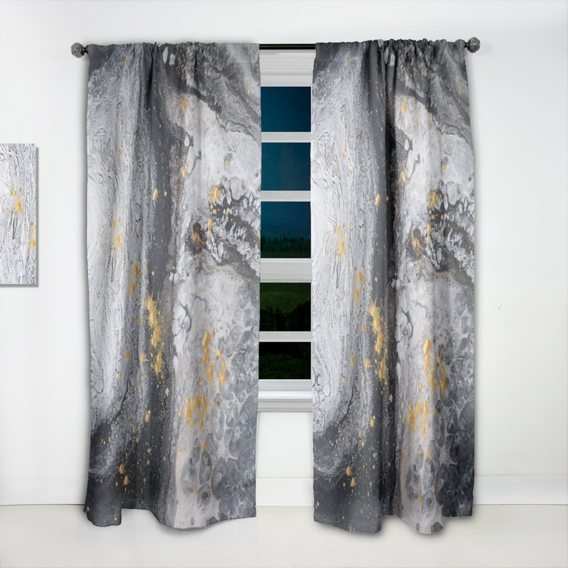 Vagues d'art en marbre noir et or noir - rideau en velours moderne - obscurcissant - 1 panneau, L 52 po x L 90 po