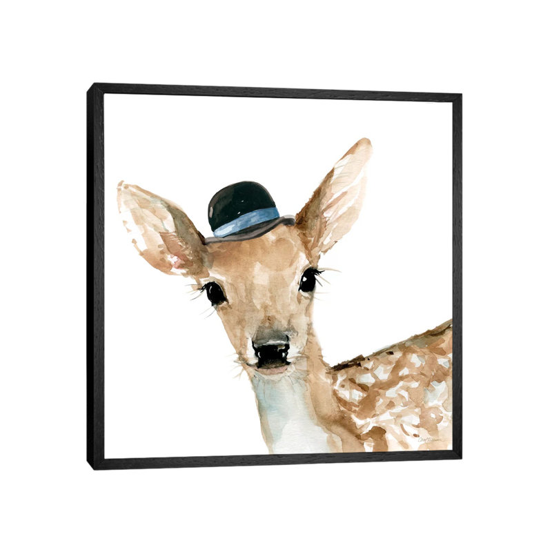 Deer 1 Piece Painting on Canvas, 66.04 cm H x 66.04 cm W, Black Framed Canvas
