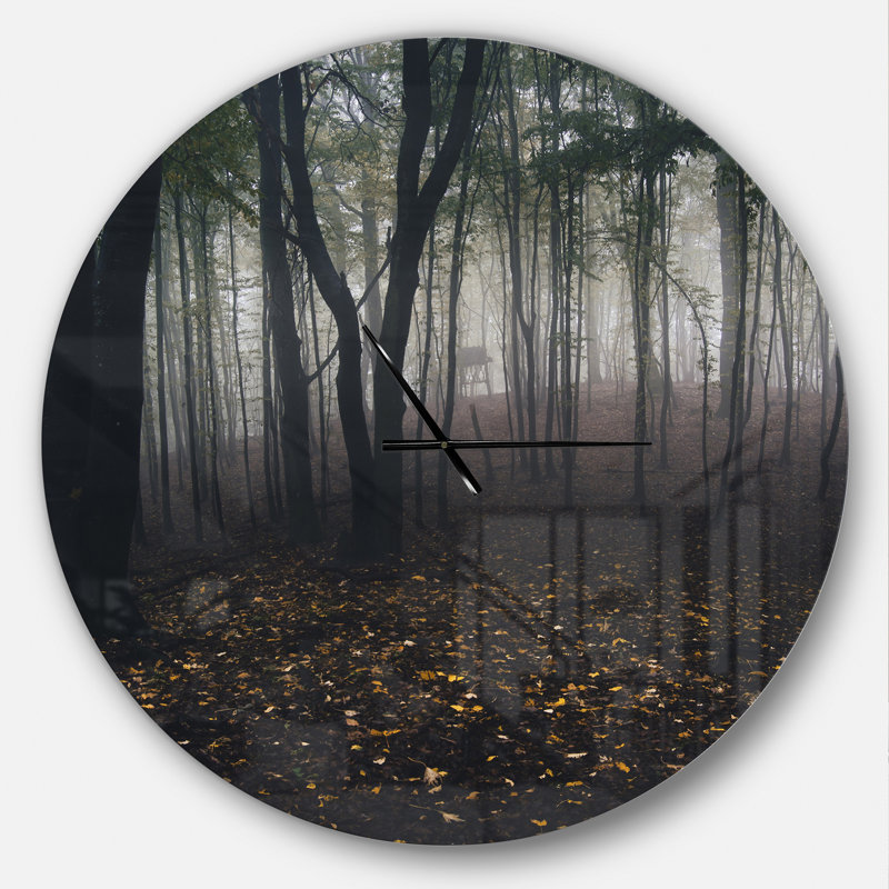 Horloge murale moderne Dark Spooky Misty Wild Forest, Grand