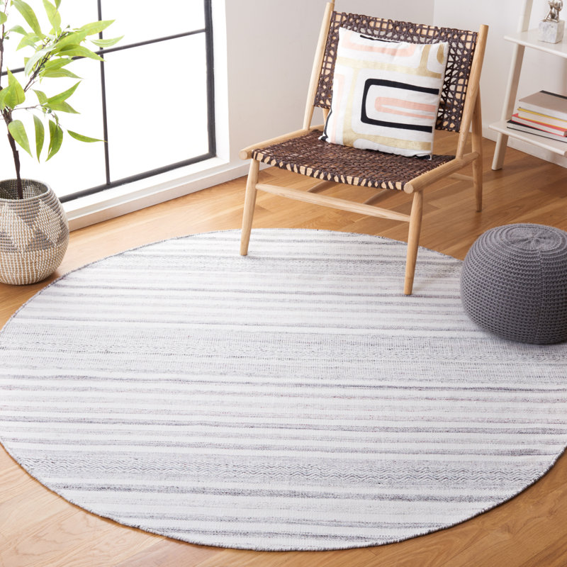Tashina Hand Woven Performance Striped Rug, Round 6'