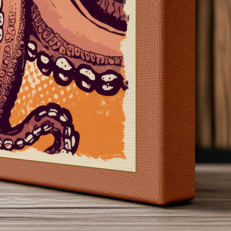 Octopus in Symmetry Boho - Wrapped Canvas, 18x12 - 45.7 x 30.5 cm, Terracotta Border