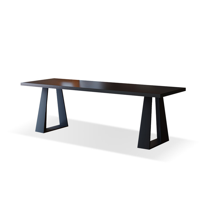 Black Rectangular Solid Wood + Iron desk, 29.53" H x 62.99" W x 23.62" D