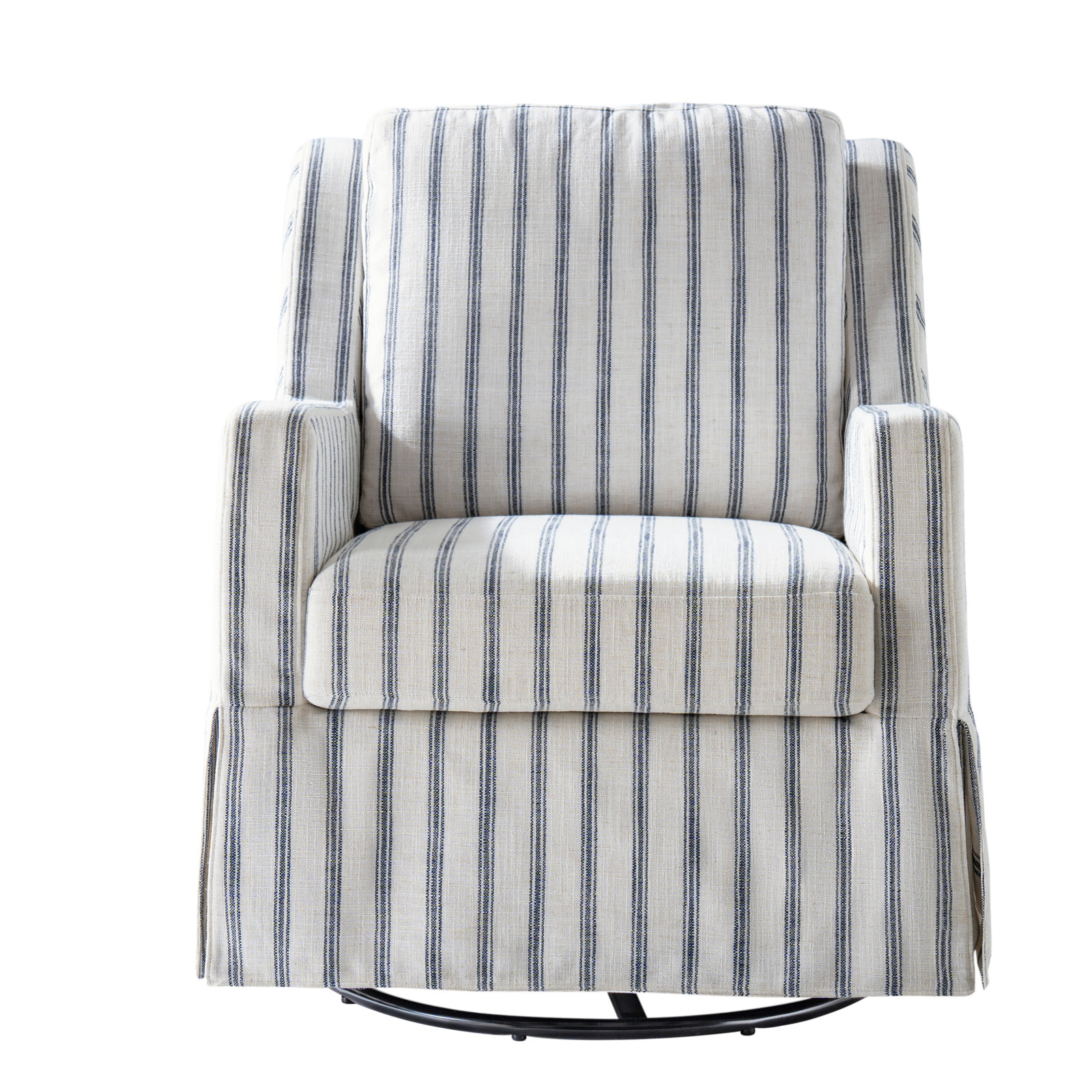 Minni Farmhouse Swivel Rocking Chair, Navy
