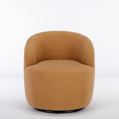 Teddy Fabric Swivel Accent Armchair With Black Powder Coated Metal Ring, Soft And Comfortable For Modern Interiors