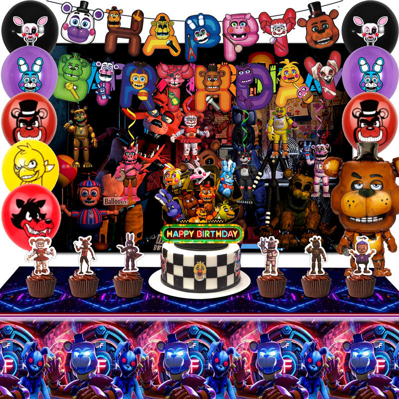 49 pièces de fête d'anniversaire Fnaf, ensemble de décorations de fête Fnaf pour enfants