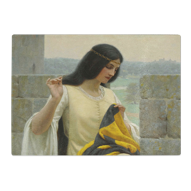 Stitching the Standard by Edmund Leighton Chopping Board, 28.5cm W x 39cm L