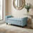Light Blue Fabric Storage Bench with Rolled Arms