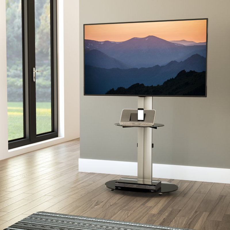 Chazen Unfinished TV Stand for TVs up to 55", Silver/Black
