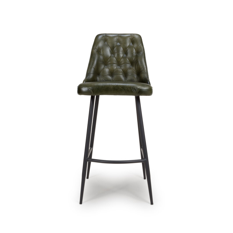 Ronja Upholstered Counter Stool with Metal Frame, Green