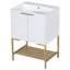 Meuble-lavabo 24 po avec lavabo, meuble-lavabo avec 2 portes et structure en métal doré, tablette de rangement ouverte