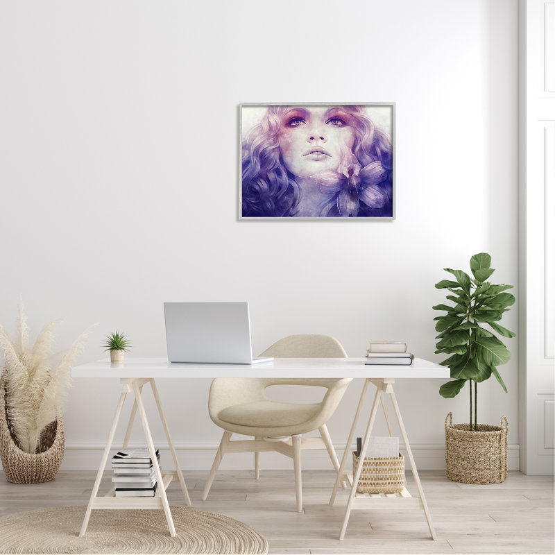 Fleur mauve vive, fleur qui coule les cheveux, L 30 po x H 30 po, Estampe numérique Farmhouse
