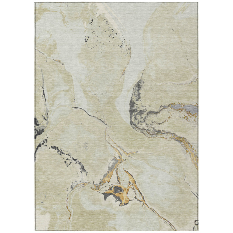 Tapis intérieur lavable abstrait ivoire 9 pi x 12 pi