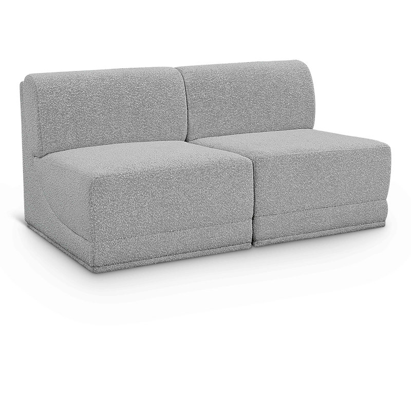 Causeuse rembourrée 60 po Ollie, Tissu gris bouclé