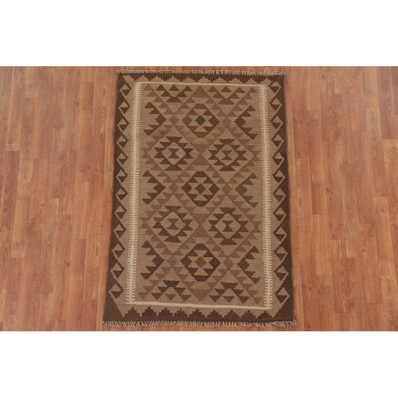 Tapis brun en laine réversible Kilim 3 x 5