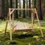 Banc de balançoire en bois 2 places, conception ergonomique, structure en «A», stable et antidérapant, balançoire de jardin en bois massif