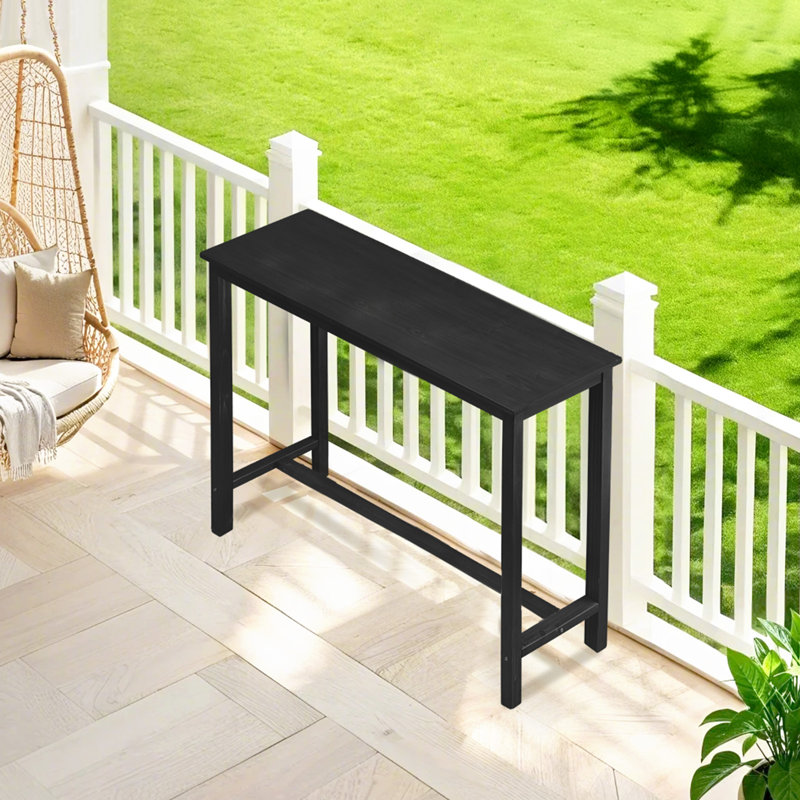Patio Fir Wood Black Bar Table, Black