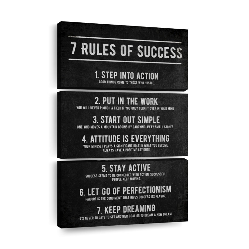 7 Rules Of Success, H 32 po x l 20 po x P 1,25 po