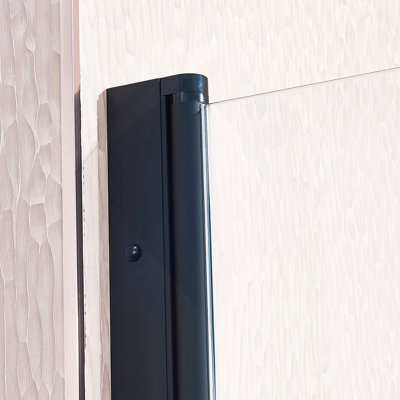32-33.5"W X 75"H Pivot Single Swing Shower Door, Aluminium Alloy In Matte Black, 1/4" (6Mm) Thick SGCC Tempered Clear Glass.