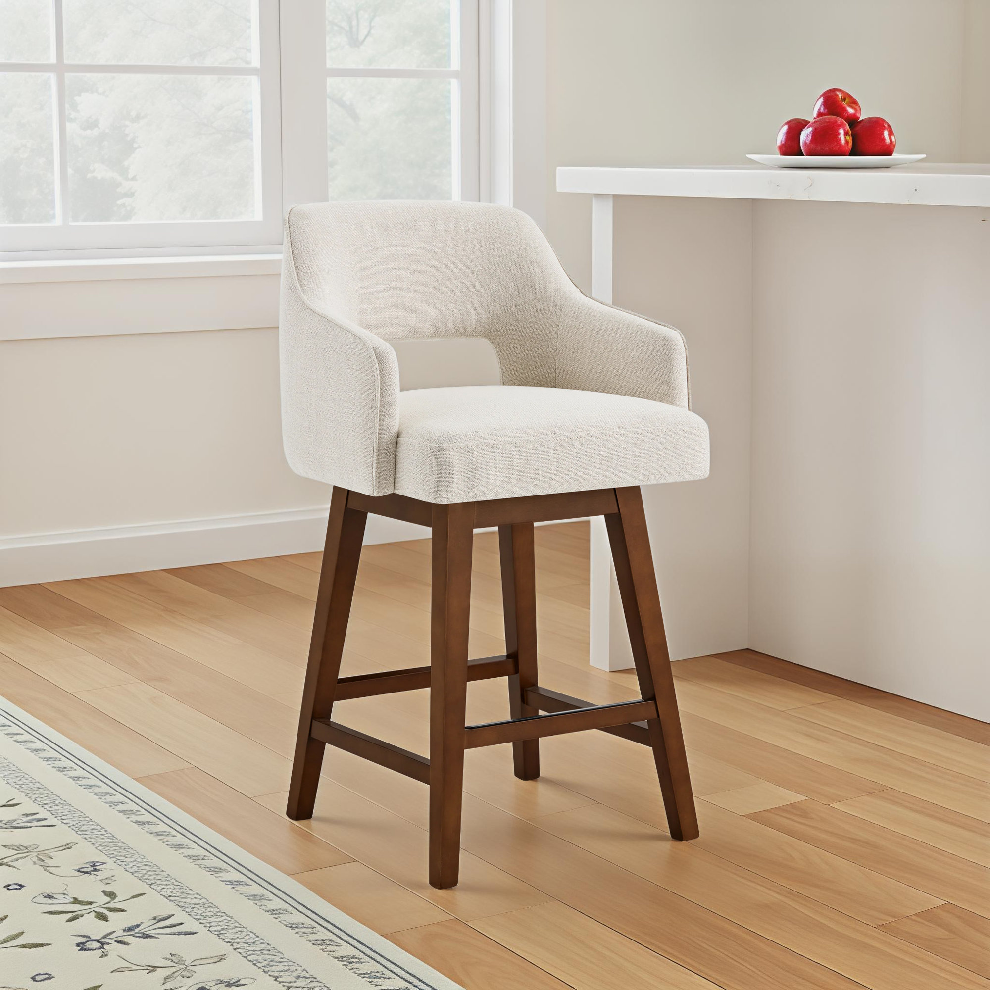 Lainey Upholstered Bar Stool, Effie Linen Performance Linen