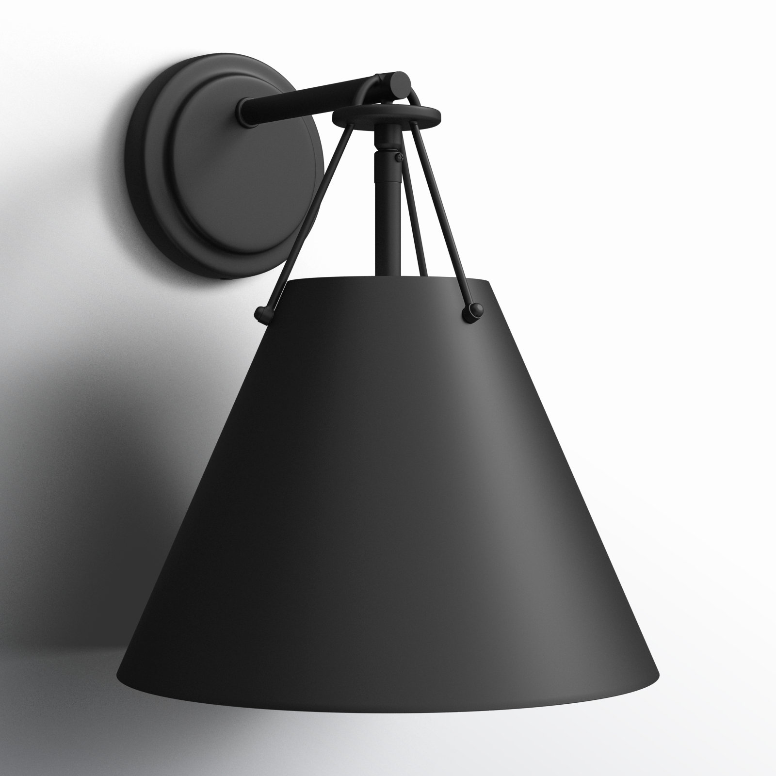 Kinston Single Light Dimmable Armed Sconce, Matte Black, Matte Black