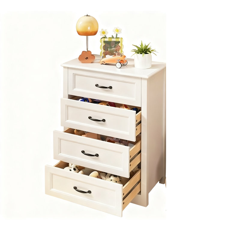 Commode 4 tiroirs en bois Ergica, Blanc, 31.5" H x 26" W x 15.7" D