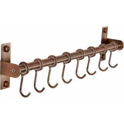 Kitchen Utensil Holder Hanger, Pot And Pan Rack Wall Mounted, Kitchen Rail With 8 Hooks For Hanging Cooking Utensils, Mugs, Spoons, Wall Mounted, Silv