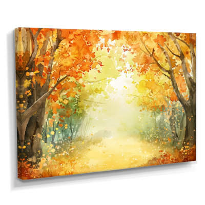 «Autumn Golden Glade Forest - Autumn Landscape», reproduction sur toile