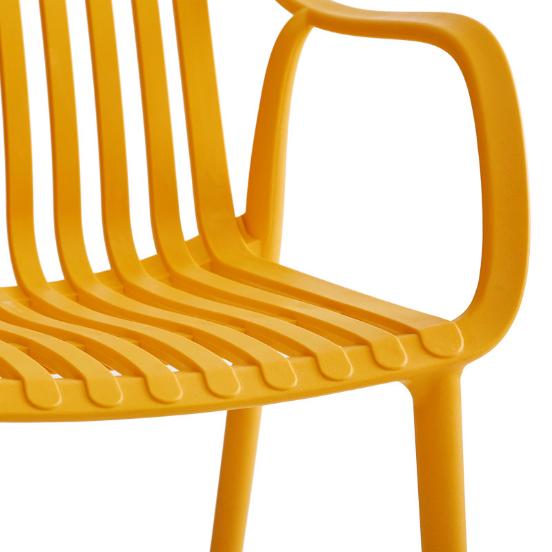 Modern Stackable Outdoor & Indoor Plastic Dining Chairs Set, Armchairs Set, Weather-Resistant, Ideal for Patios, Cafes, and Home Use, Set of 4, Grey