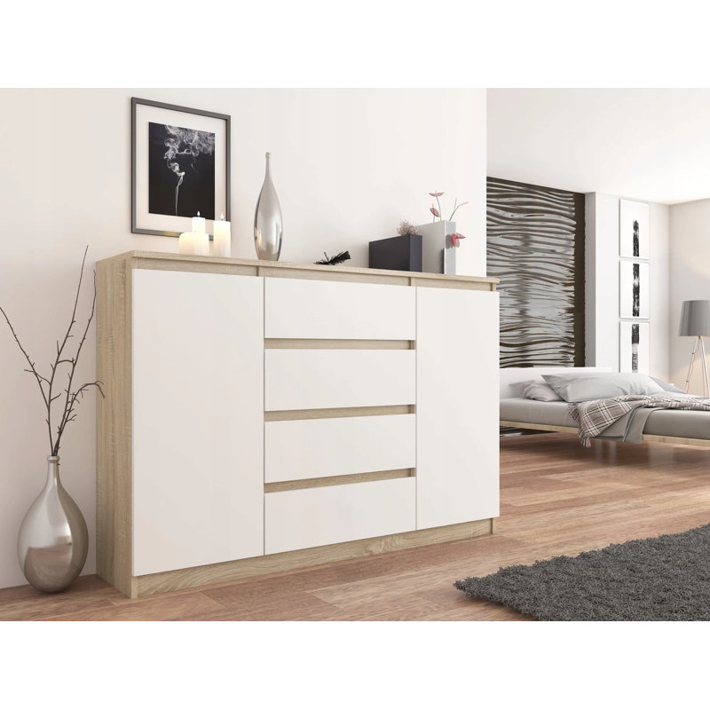 Apthorp 140cm W 4 - Drawer Chest of Drawers, White/Light Brown