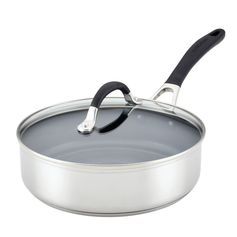 Circulon Stainless Steel Sauté Pan and SteelShield Hybrid and Nonstick Technology, 3 Quart, Silver
