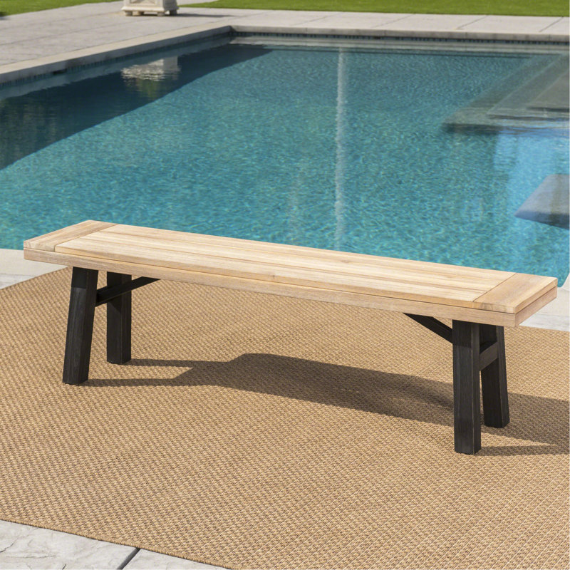 Banc d'extérieur avec panneau à lattes et structure en bois d'acacia, naturel et gris
