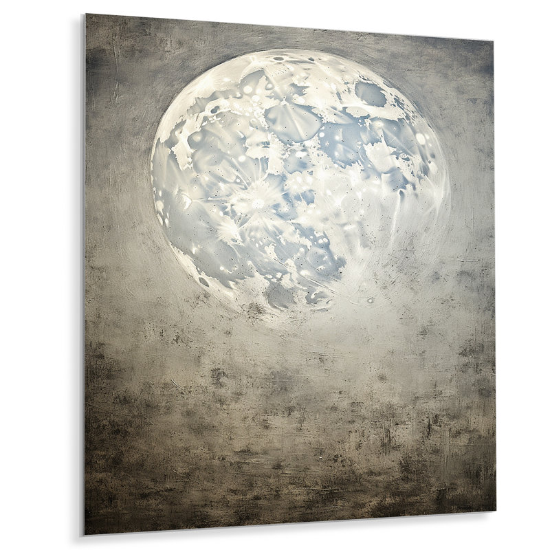 Minimalisme, lune grise, surface 3 - tachisme, art mural en métal, H 20 po x l 12 po x P 1 po