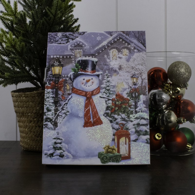 Welcoming Snowman 8x6 Lighted Tabletop Canvas