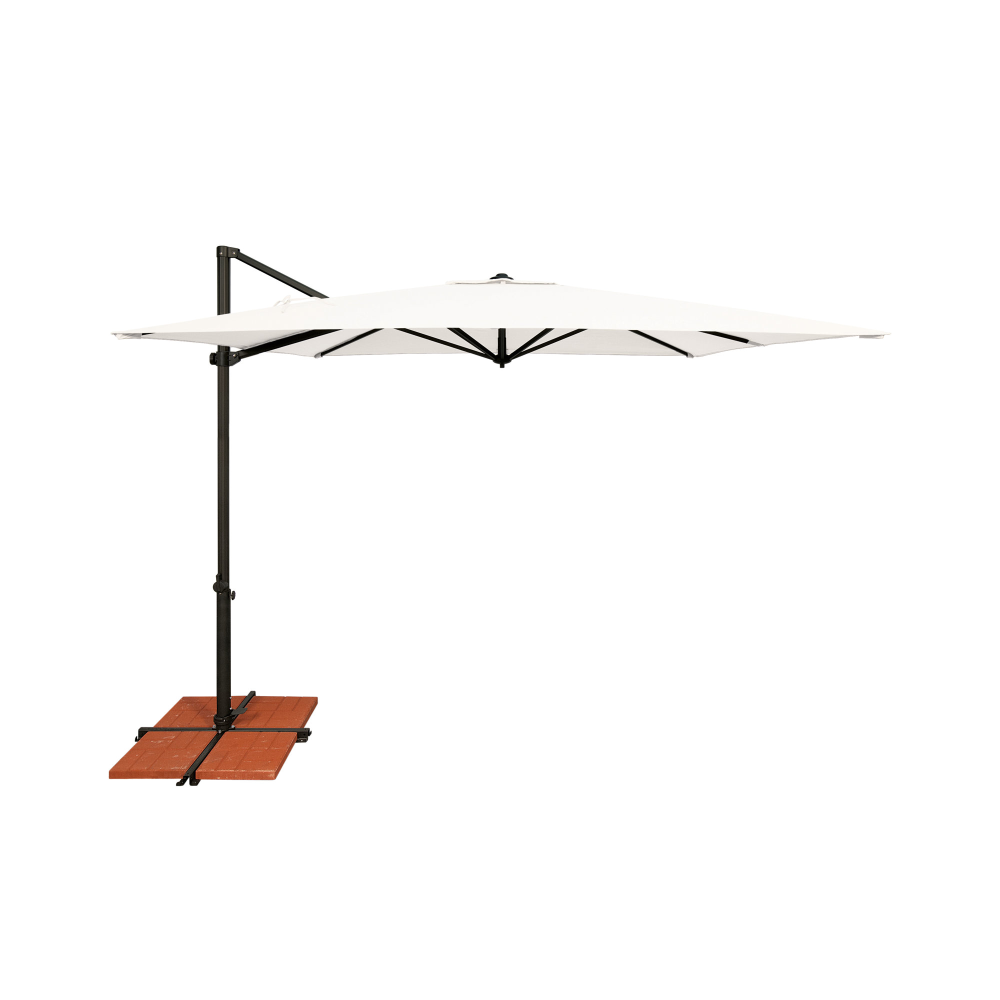 Cora 103.2" Square Cantilever Umbrella, Black, White