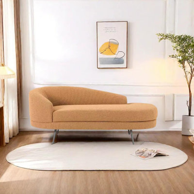 Fabric Chaise Longue with Metal Legs