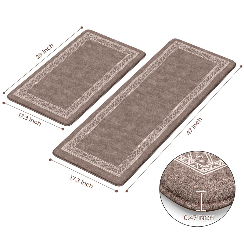 Ensemble de 2 tapis ergonomiques en mousse, Marron foncé