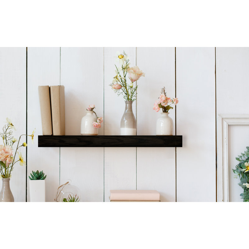 Avyay Oak Floating Shelf, Black, 4" H x 22" W x 4" D