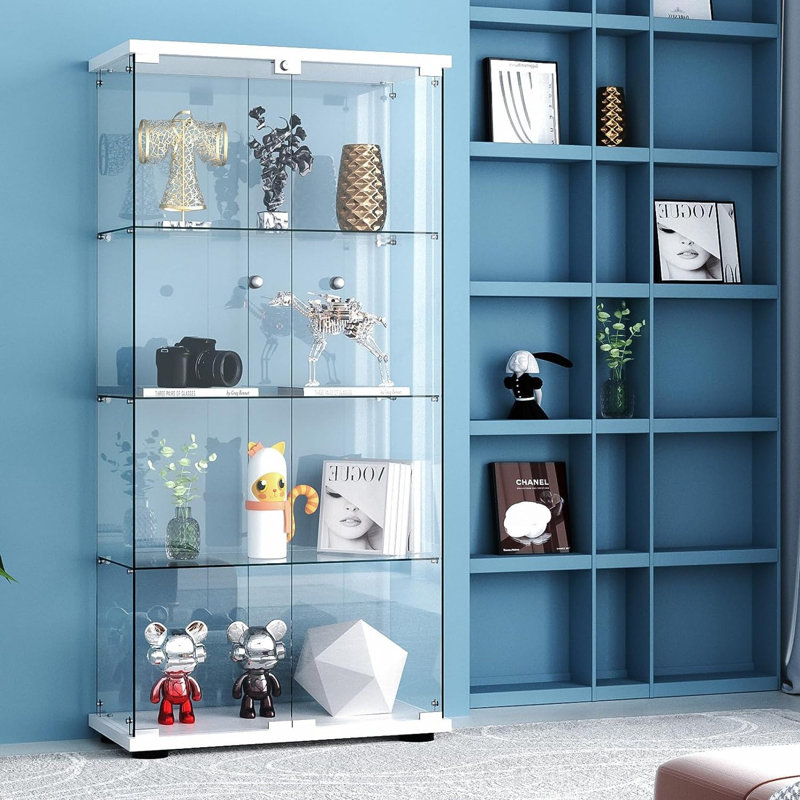 Vitrine en verre trempé à DEL, style moderne pour un usage domestique polyvalent