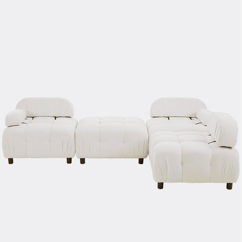 Canapé modulaire rembourré 4 pièces Meahgan, Polyester beige