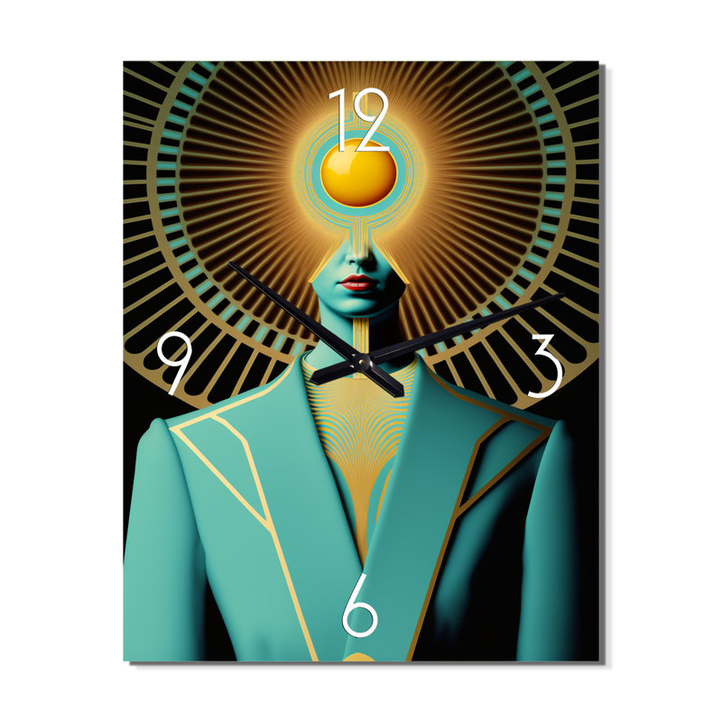 Golden V Consciousness Woman V - Horloge murale moderne abstraite, H 40 po x l 30 po x P 1 po