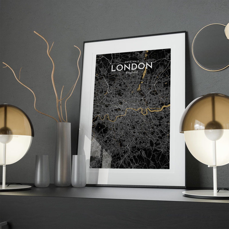 London City Map In Luxe - No Frame Print, 17cm H x 11cm W x 0.05cm D