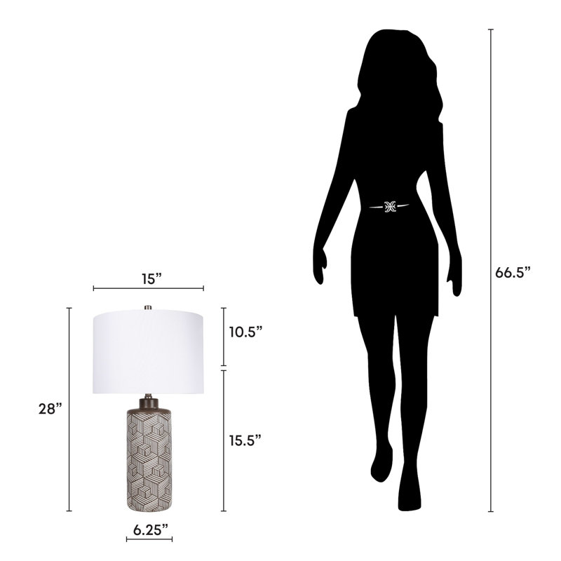 Lampe de table en céramique géométrique Harmony - brun et blanc - ensemble de 2