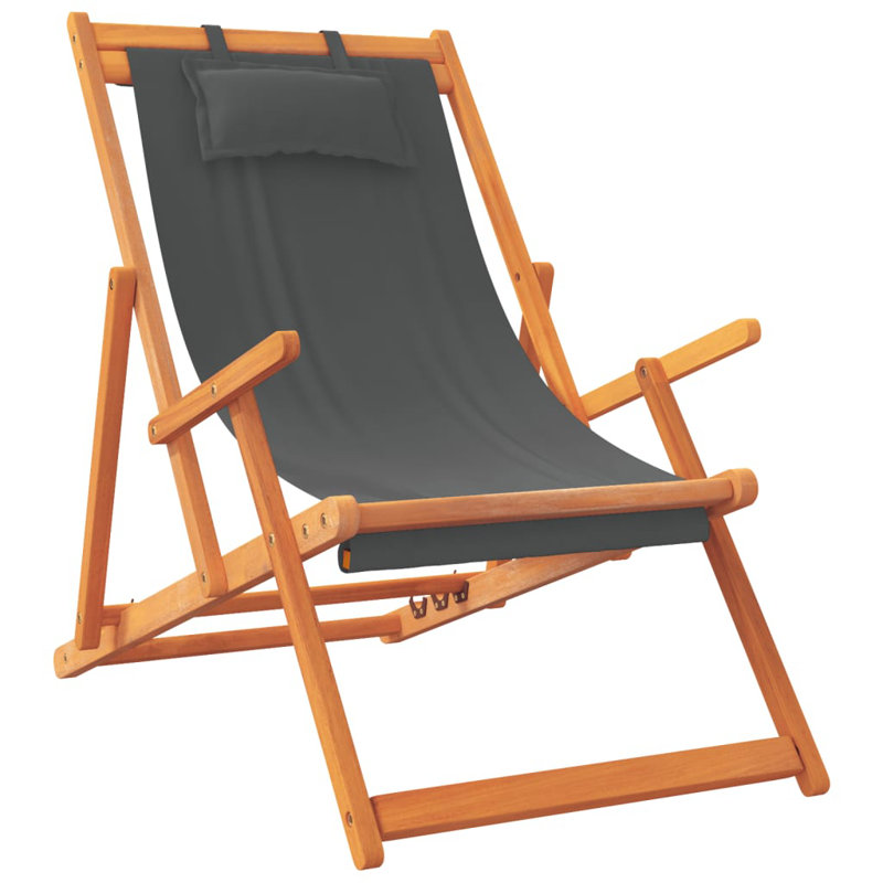 Ensemble de 2 chaises de plage pliantes Rosecliff Heights en tissu gris