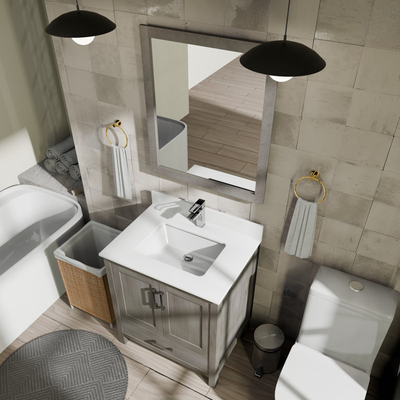 Jacques 30 in. W x 22 in. D Bath Vanity and Top, Distressed Gray, White Cultured Marble