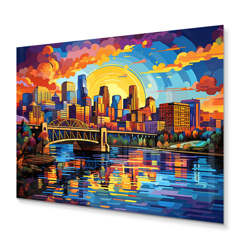 " Colourful City Minneapolis Popart II ", 30" H x 40" W x 1" D