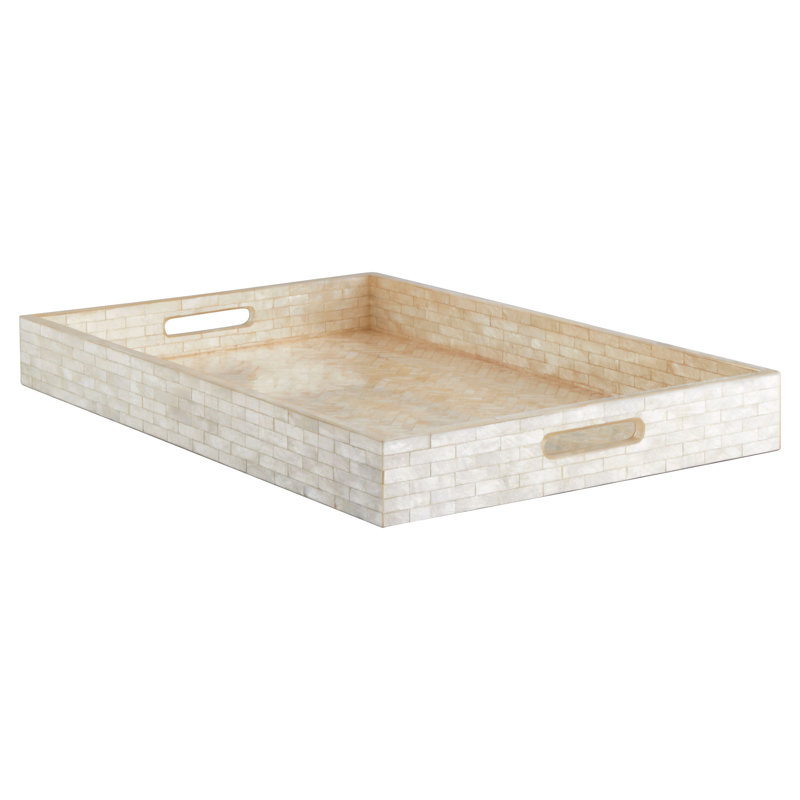 Triton Shell / Capiz Tray, Pearl, 3.25" H x 28.25" W x 19.25" D