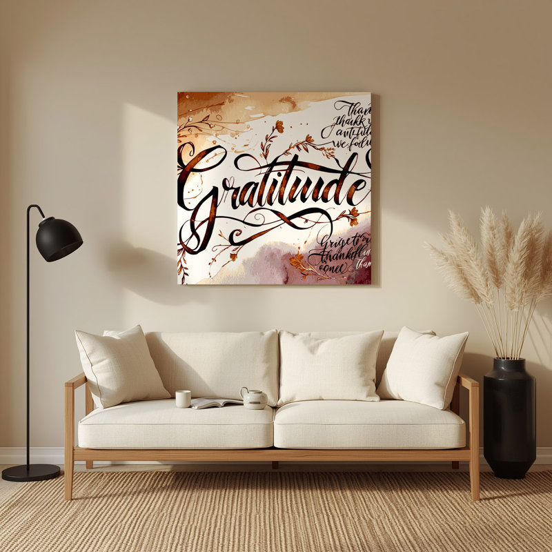 Art mural en métal beige, "Thanksgiving Thankfulness", H 12 po x l 12 po x P 0,05 po
